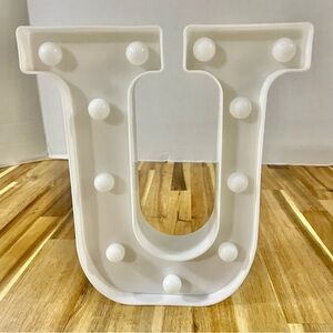 Marquee-Style Light Up Letter U Round Bulbs Hangs Sits Childs Room Decor
